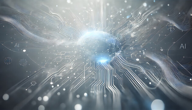 Minimalistic Futuristic AI-Themed Background with Ample Space for Text