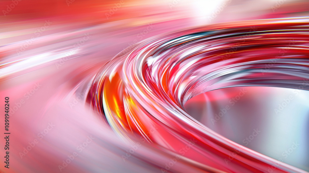 Poster abstract close up of swirling metallic surface with vibrant red hues, showcasing dynamic movement an
