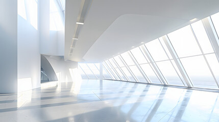 Obraz premium interior of a modern building in future with a white accent, minimalism, png