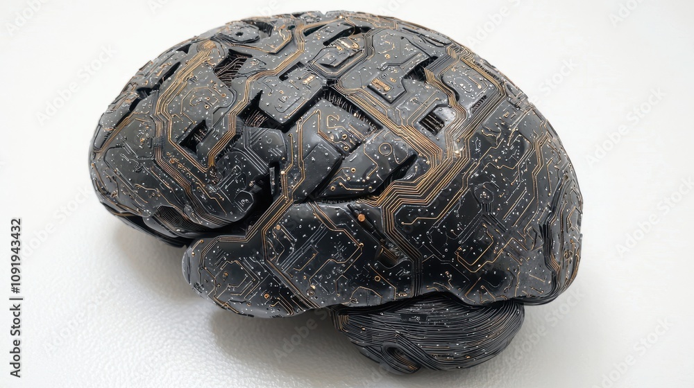Poster a realistic model of a brain, showcasing intricate details and textures, emphasizing its anatomical 