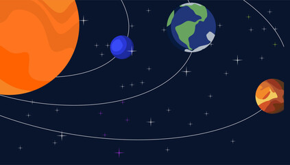 Fototapeta premium Space theme background full of stars and planets, space background with retro colors, elegant background, astronomy, science