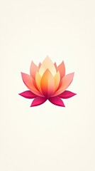 Fototapeta premium Elegant Floral Design in Simple Line Art Style, Showcasing a Stunning Flower with Gradients of Pink and Orange on a Soft Background for Modern Aesthetic Purposes