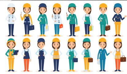 Naklejka premium set of women uniform occupation