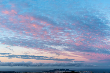 Vibrant sunset sky over coastal scenery in Las Palmas de Gran Canaria