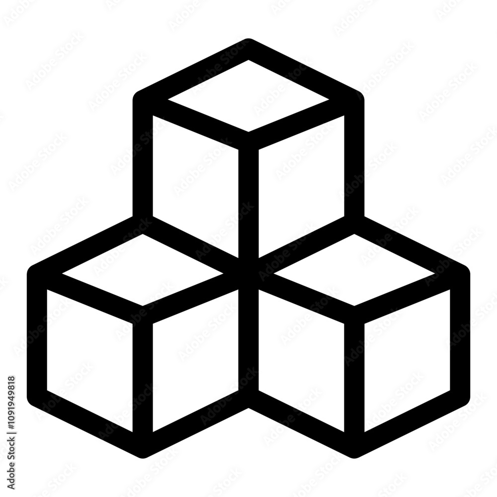Poster cube icon symbol with three blocks. cubic building icon, three sugar cubes icon - block chain logo icon for website design and mobile, app icons