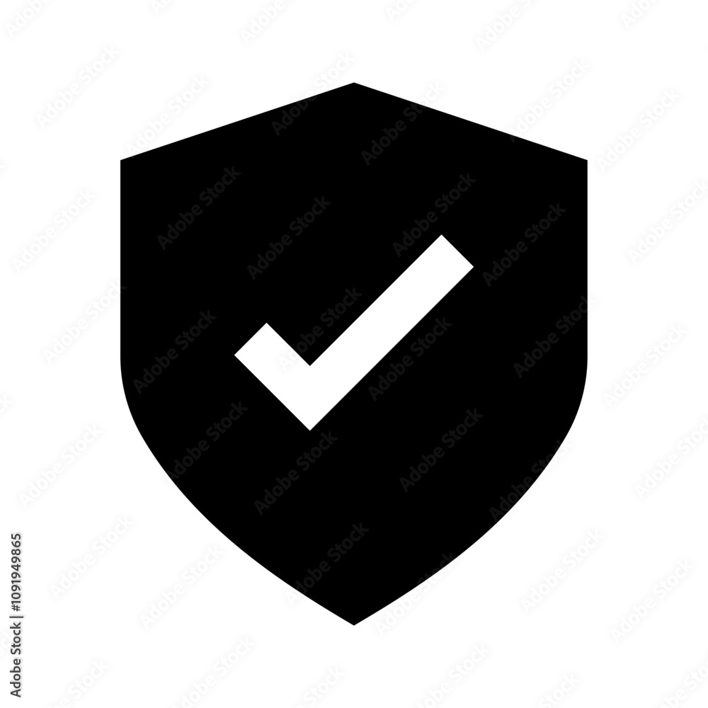 Aufkleber shield check mark icon or security shield protection icon with tick symbol