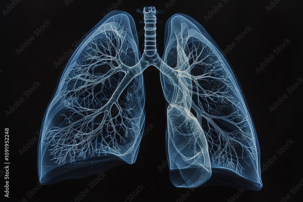 Poster a striking visual representation of human lungs showcases the intricate airway branching and overall