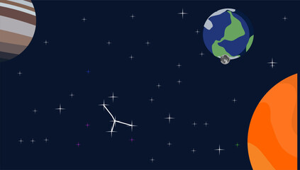 Space theme background full of stars and planets, space background with retro colors, elegant background, astronomy, science