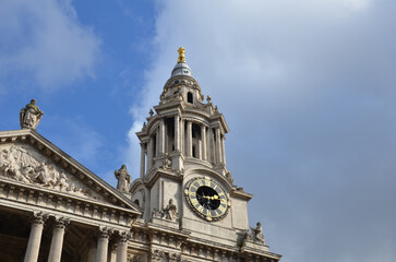 London, England, United Kingdom - October 2024: Details of the facade of Saint Paul's cathedral