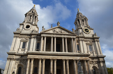 London, England, United Kingdom - October 2024: View of the facade of Saint Paul's cathedral