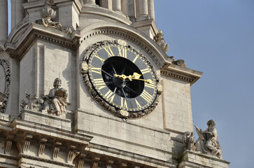 London, England, United Kingdom - October 2024: Details of the facade of Saint Paul's cathedral