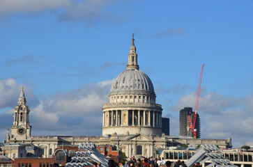 Fototapeta premium London, England, United Kingdom - October 2024: St. Paul's Cathedral and Millenium Bridge in London