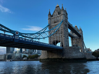 London, England, United Kingdom - October 2024: Tower Bridge is a bascule, suspension bridge built...