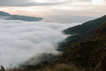 Sea of ​​clouds over the mountains.