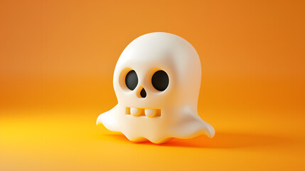 Cute Halloween ghost Skull head isometric cartoon 3D