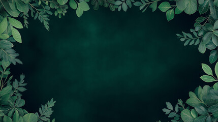 Emerald Green Leaf Frame Background 