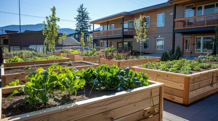 The community centers rooftop garden is completed providing a space for community members to grow and harvest their own fruits and vegetables.