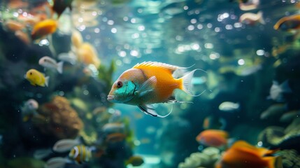 Bright tropical fish in a vibrant underwater scene