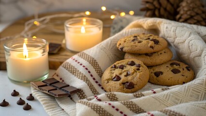 Fototapeta premium Appetizing background with fresh baked goods. Concept of Cookie Day in the USA.