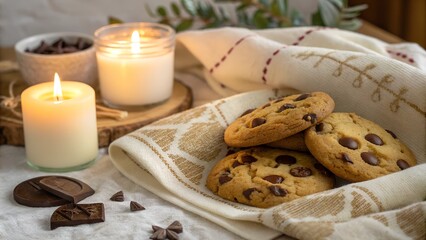 Appetizing background with fresh baked goods. Concept of Cookie Day in the USA.