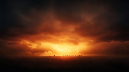 Dramatic sunset over city skyline urban landscape nature scene atmospheric view serenity