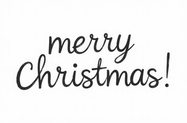 merry Christmas black hand lettering inscription. Inscription Merry Christmas in black letters on white background. Christmas Typographical on Xmas background. Merry Christmas card