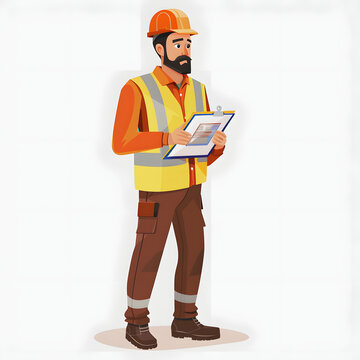 the construction site inspector with a white accent, png