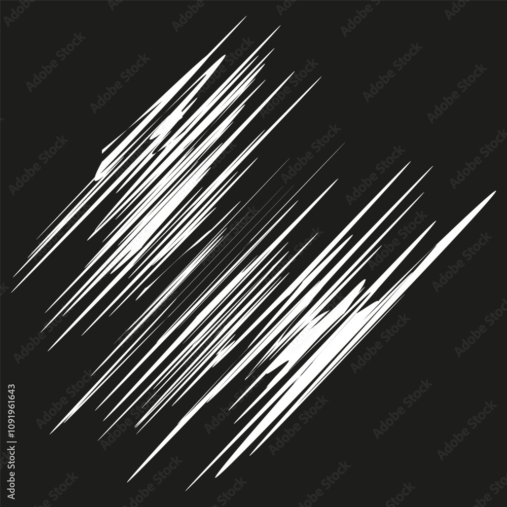 Poster intersecting line shapes. abstract white streaks. dynamic black background. vector line contrast.