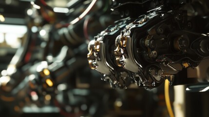 Fototapeta premium Detailed Close-Up of Futuristic Mechanical Gear System