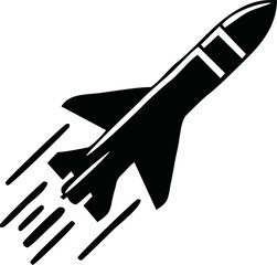 Military Missile silhouette vector on white background.