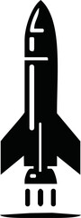 Military Missile silhouette vector on white background.