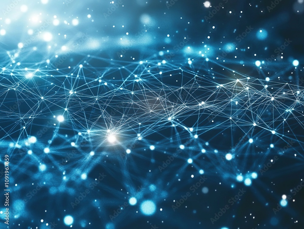 Poster abstract network connections: digital galaxy of data and information