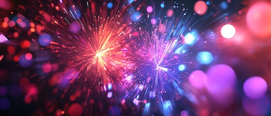 Fototapeta premium A vibrant explosion of colorful lights and particles, creating a mesmerizing visual effect that evokes energy and excitement.