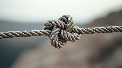 Fototapeta premium Close-up of a beautifully tied knot on a rope, with a soft blurred background.