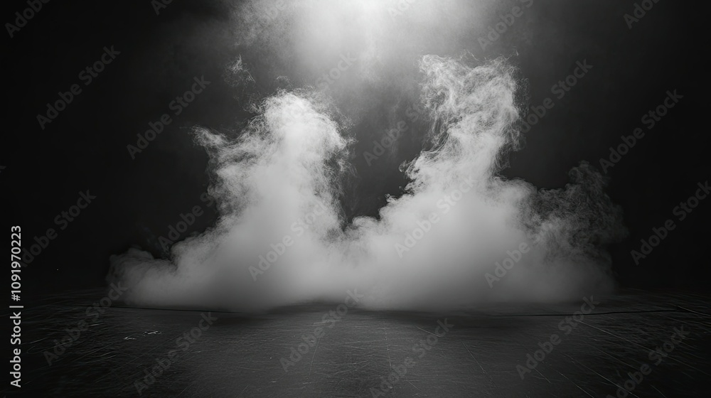 Aufkleber ethereal smoke formation in monochrome with dark background, capturing mysterious atmosphere and art