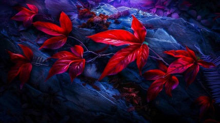 red leaves under the moonlight