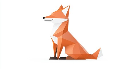 Fototapeta premium Geometric Fox Illustration in Vibrant Orange and White Colors, Showcasing a Modern, Abstract Low-Poly Design Perfect for Creative Projects and Digital Media
