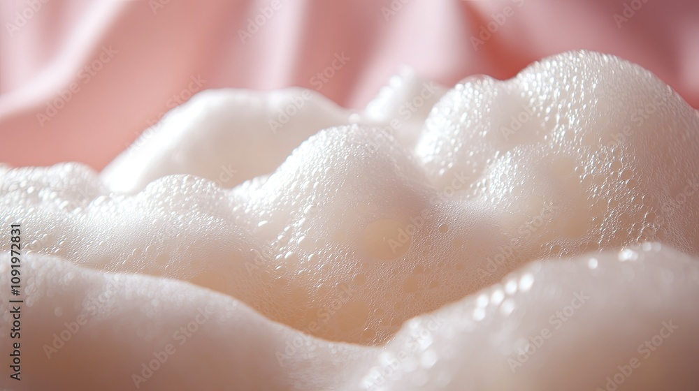 Poster soft and luxurious foam bubbles on a gentle pink background creating an inviting and relaxing atmosp