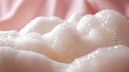 Fototapeta premium Soft and Luxurious Foam Bubbles on a Gentle Pink Background Creating an Inviting and Relaxing Atmosphere for Spa or Bathing Scenes
