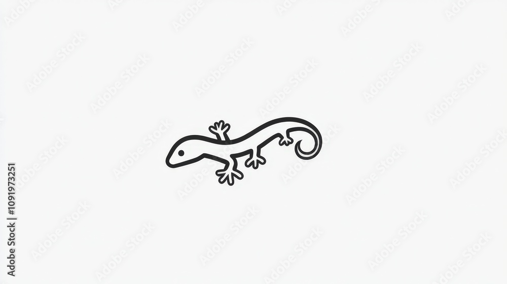 Poster simple line art of a gecko illustration featuring a stylized nature theme for use in various graphic