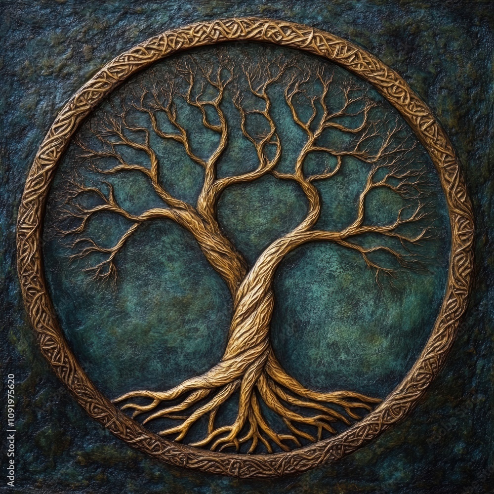 Leinwandbilder this depiction illustrates an abstract tree of life, featuring intricate branches and roots that con