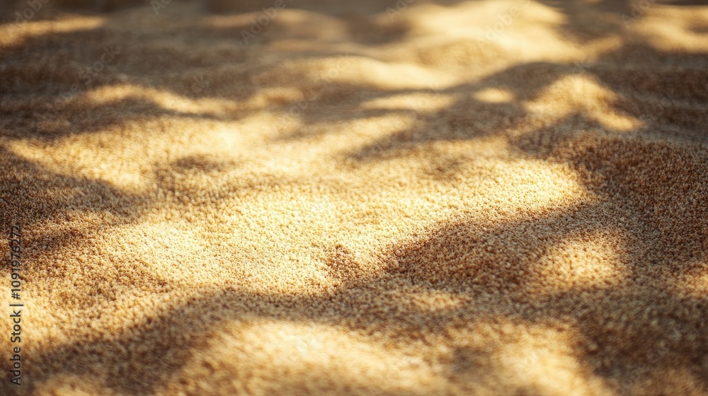 Poster textured golden sand with soft shadows reflecting natural light in a warm environment creating a cal