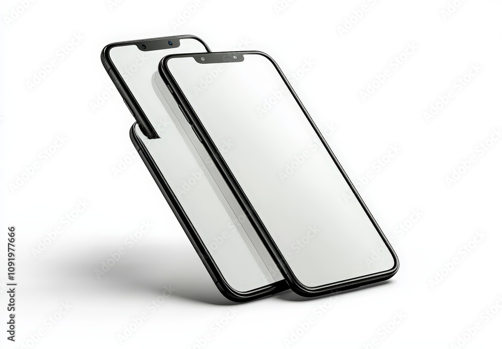 Poster modern smartphone design minimalist clean lines floating screens realistic rendering alpine green co