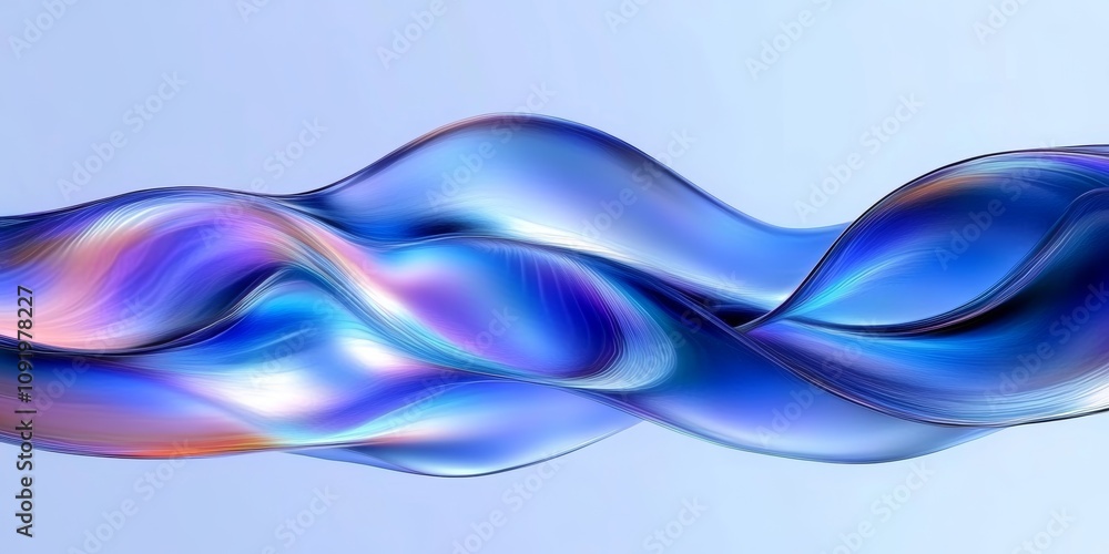 Poster iridescent wavy background design fluid abstract 3d render