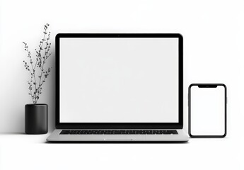 Newly Released 3D Render of Modern Laptop and Smartphone on White Background