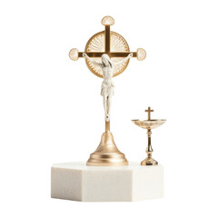 Midnight mass religious symbolism isolated white background product photography minimalist front view