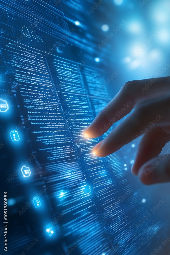 Poster high-tech interface for business performance analysis and monitoring