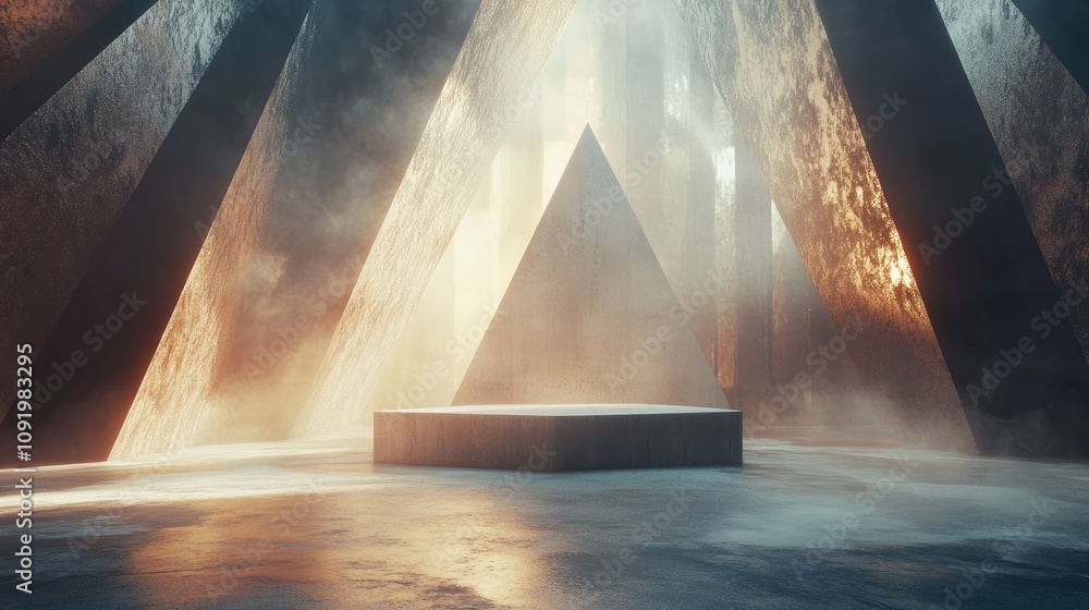 Poster concrete pyramid structure with display platform