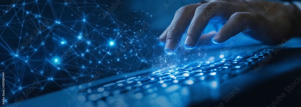 Poster digital business performance monitoring with high-tech keyboard and survey form