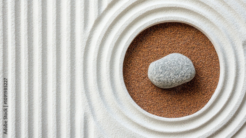 Aufkleber a serene composition of naturally smooth stones on a textured sand surface with circular patterns ev